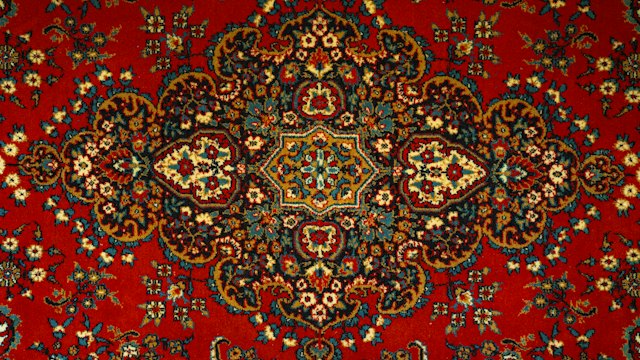 Red Persian-style area rug